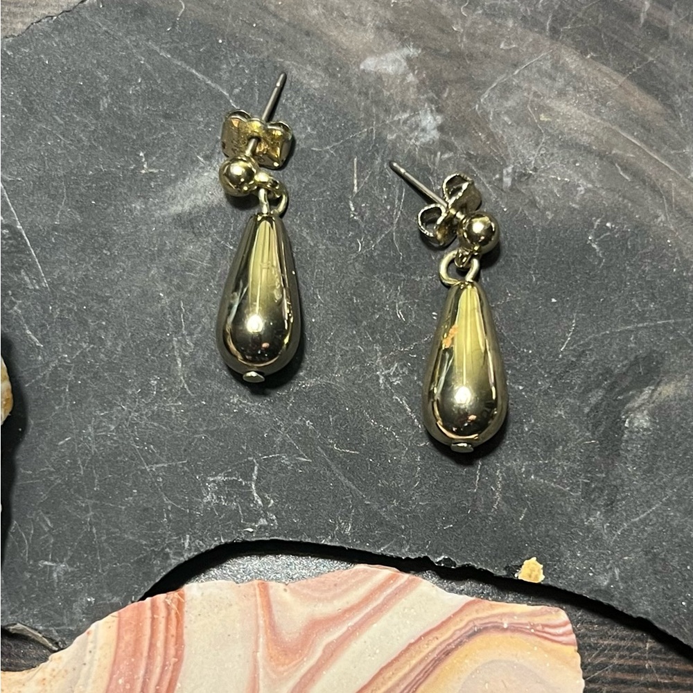Faux gold tone drop earrings